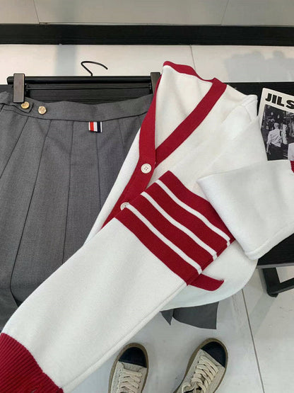 2025SS  Contrast color rugby cardigan THOM TREND