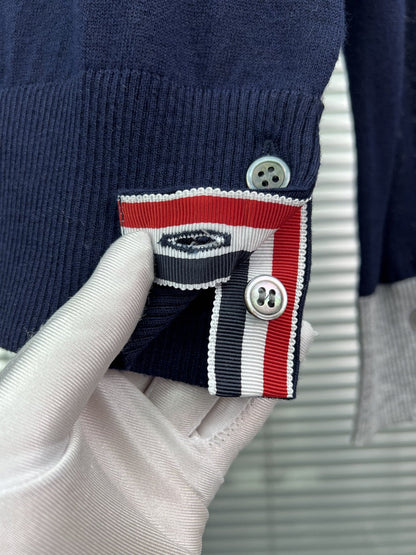 2025SS Spliced four-bar striped sweater THOM TREND