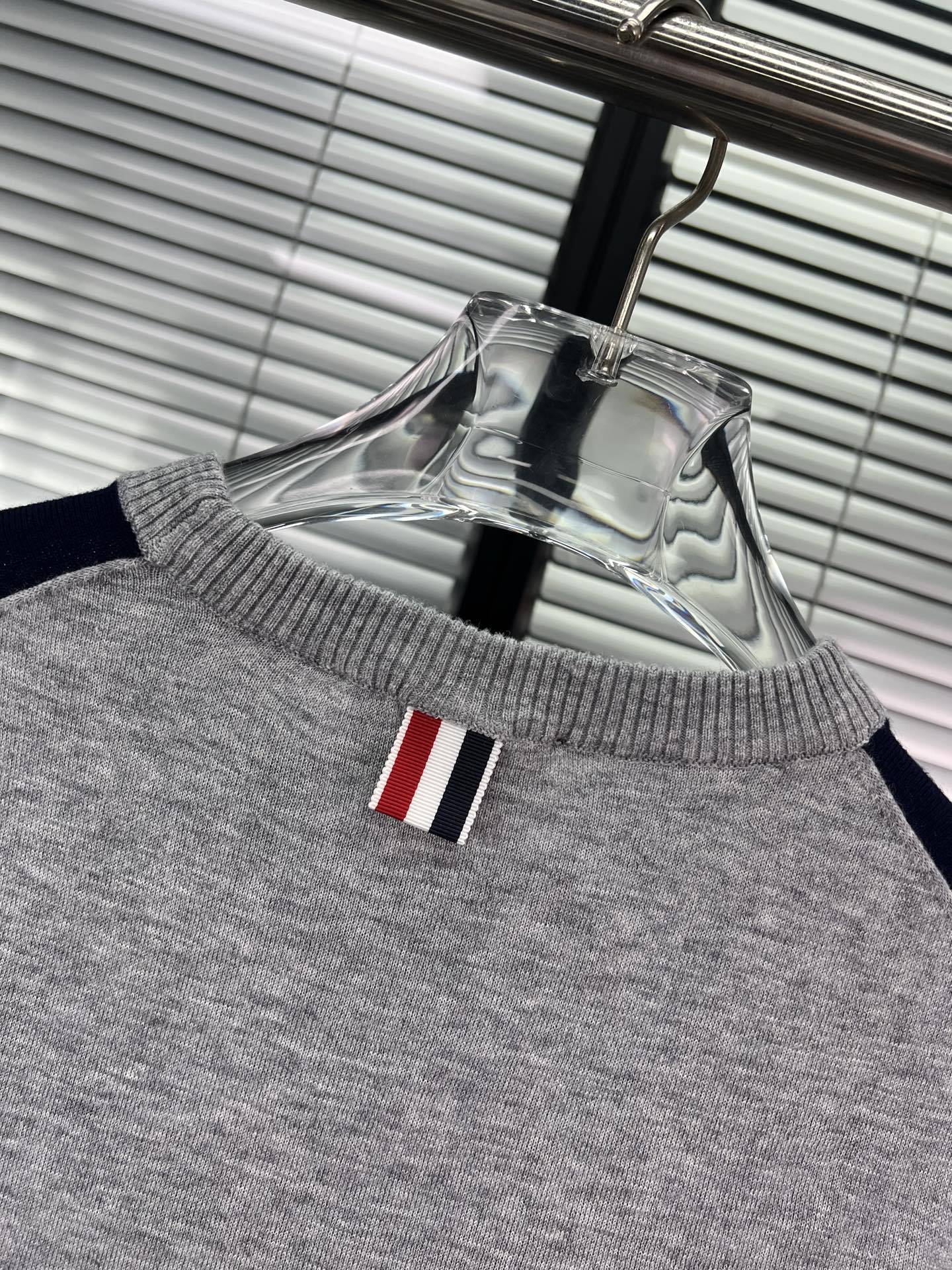 2025SS Spliced four-bar striped sweater THOM TREND