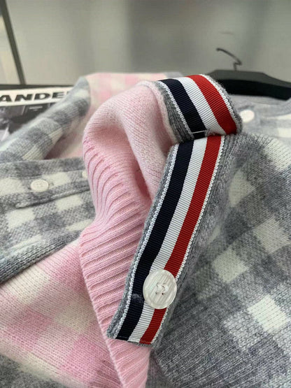 2025SS  Wool plaid cardigan THOM TREND