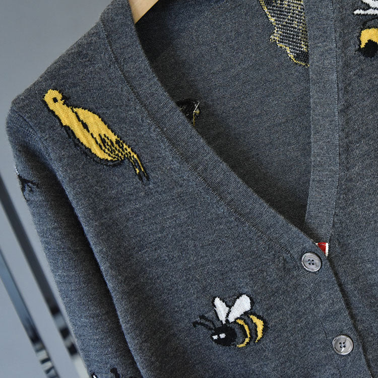 2025SS  Bee and bird embroidered cardigan THOM TREND