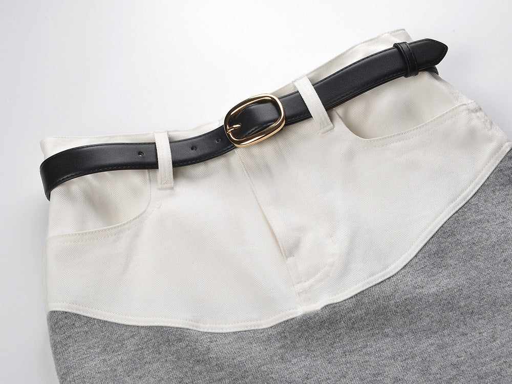 Short-sleeved knitted top + hip skirt THOM TREND