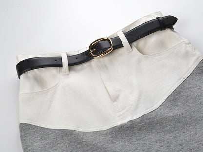 Short-sleeved knitted top + hip skirt THOM TREND