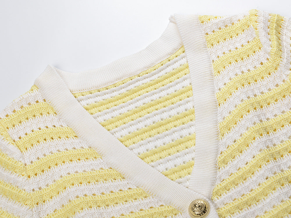 2025SS striped contrast cardigan THOM TREND