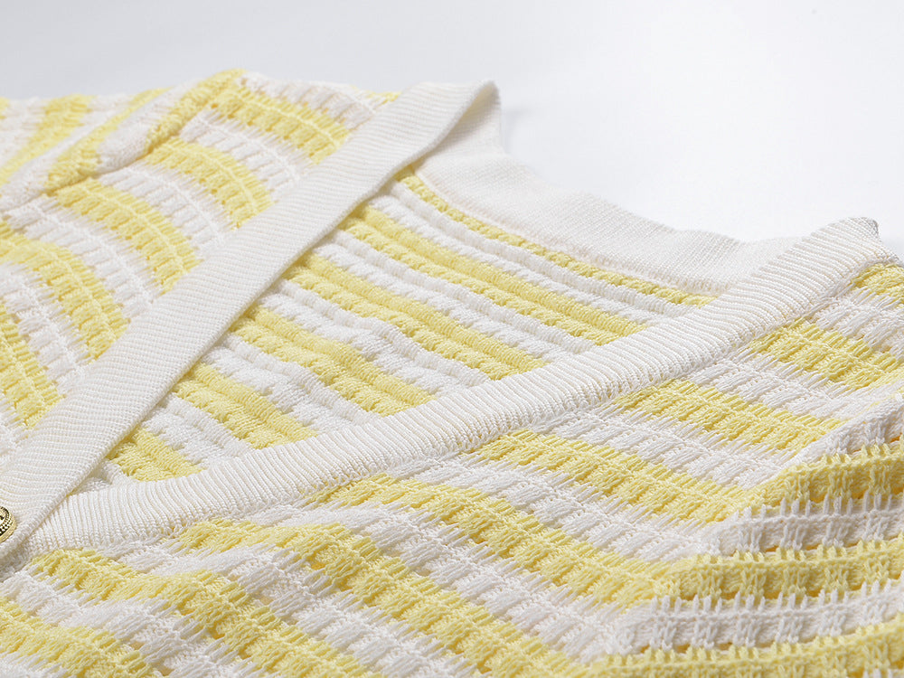 2025SS striped contrast cardigan THOM TREND