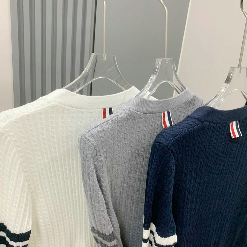 2025SS  Small twist v-neck cardigan THOM TREND