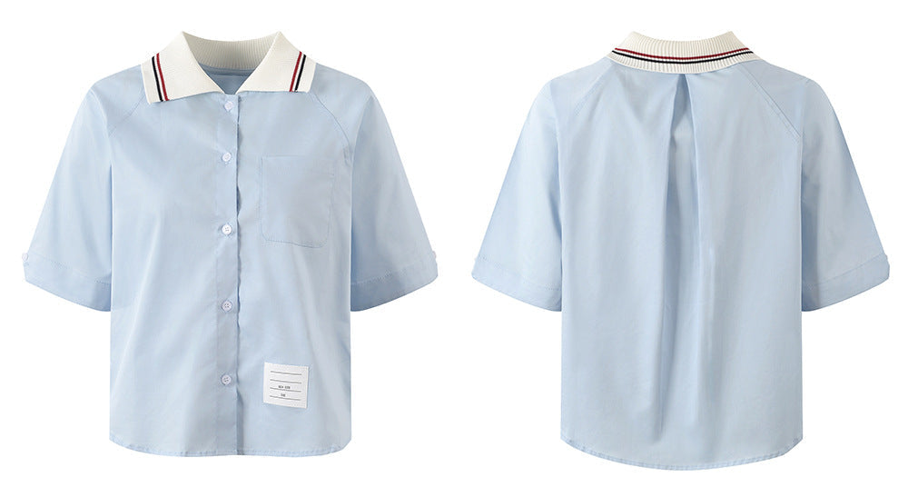 Ladies Lapel Short Shirt