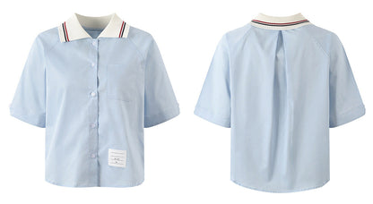 Ladies Lapel Short Shirt