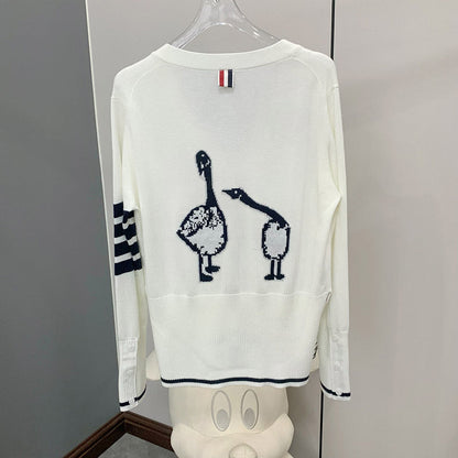 2025SS  Back goose V-neck cardigan THOM TREND