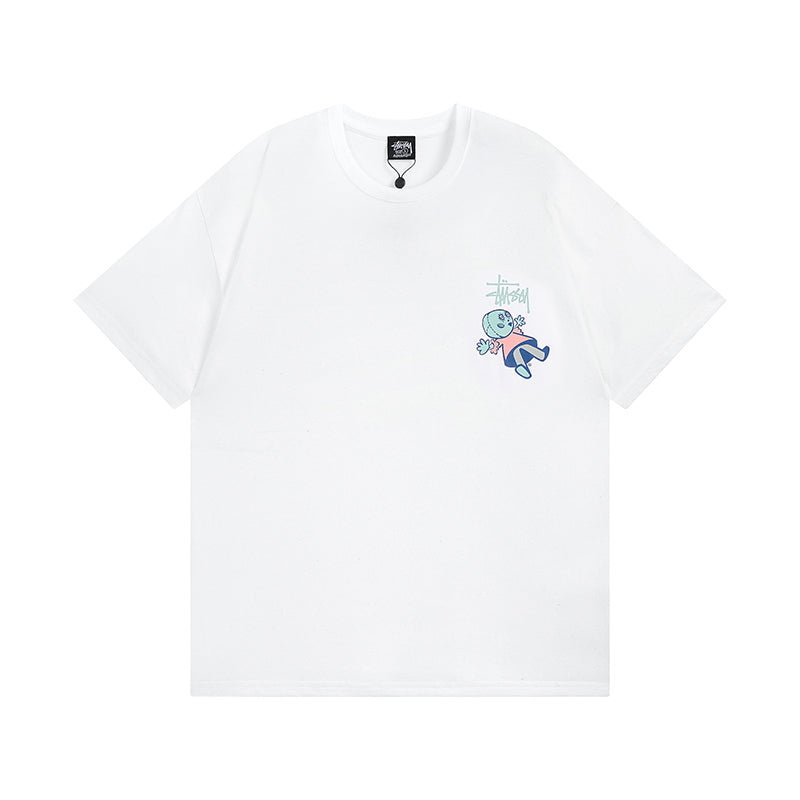 Doll print short-sleeved T-shirt