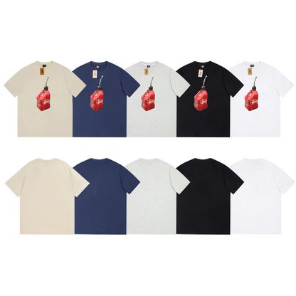 Gasoline barrel print T-shirt