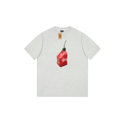Gasoline barrel print T-shirt