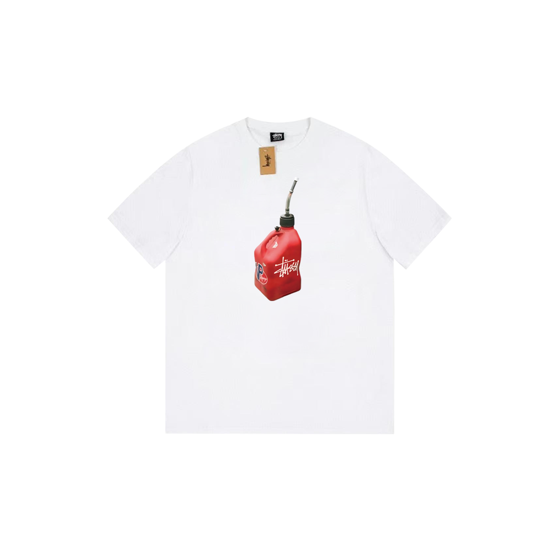 Gasoline barrel print T-shirt