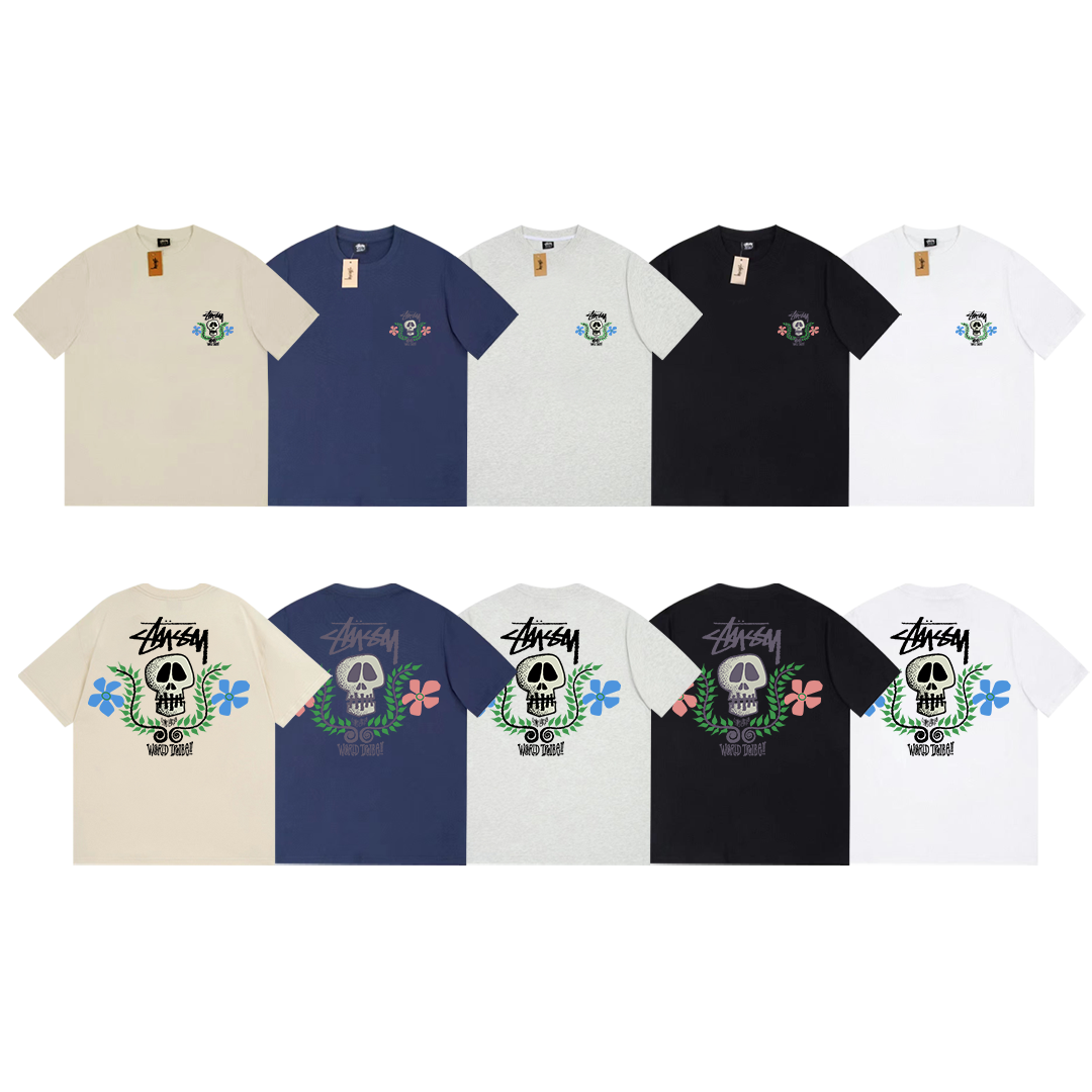 skull and flower print T-shirt