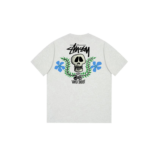 skull and flower print T-shirt