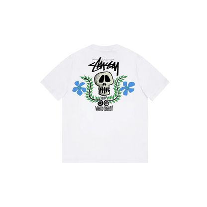 skull and flower print T-shirt