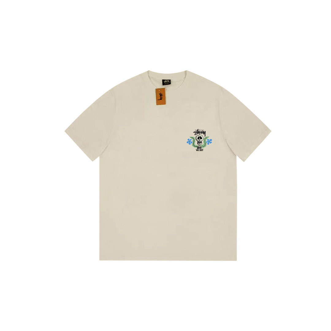 skull and flower print T-shirt
