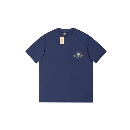 skull and flower print T-shirt