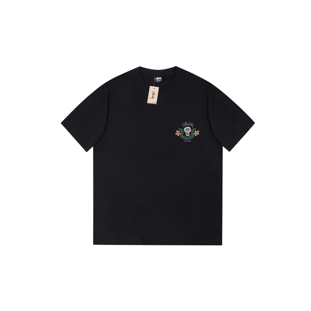 skull and flower print T-shirt