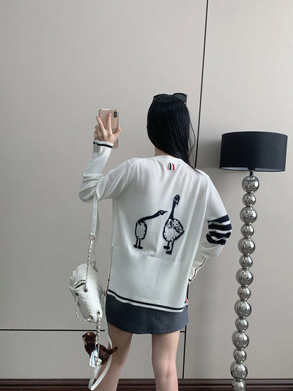 2025SS  Back goose V-neck cardigan THOM TREND