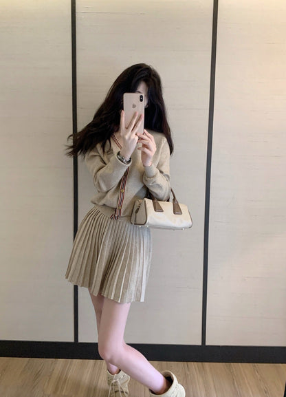 2025SS  Knitted jacket + pleated skirt THOM TREND