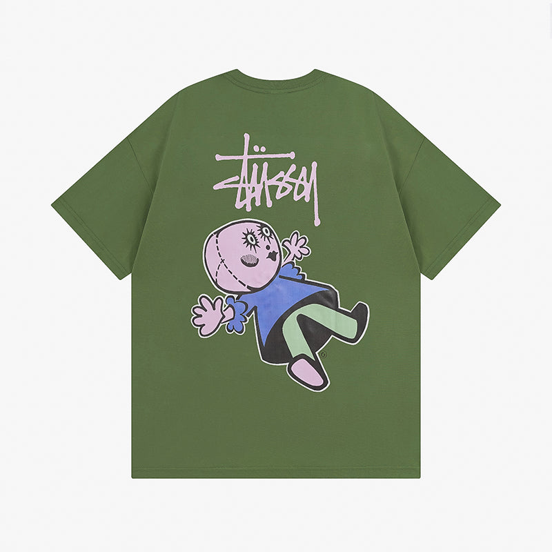 Doll print short-sleeved T-shirt