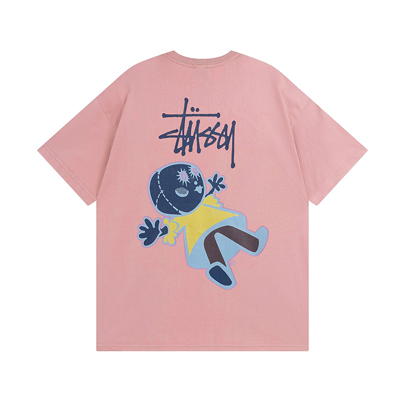 Doll print short-sleeved T-shirt